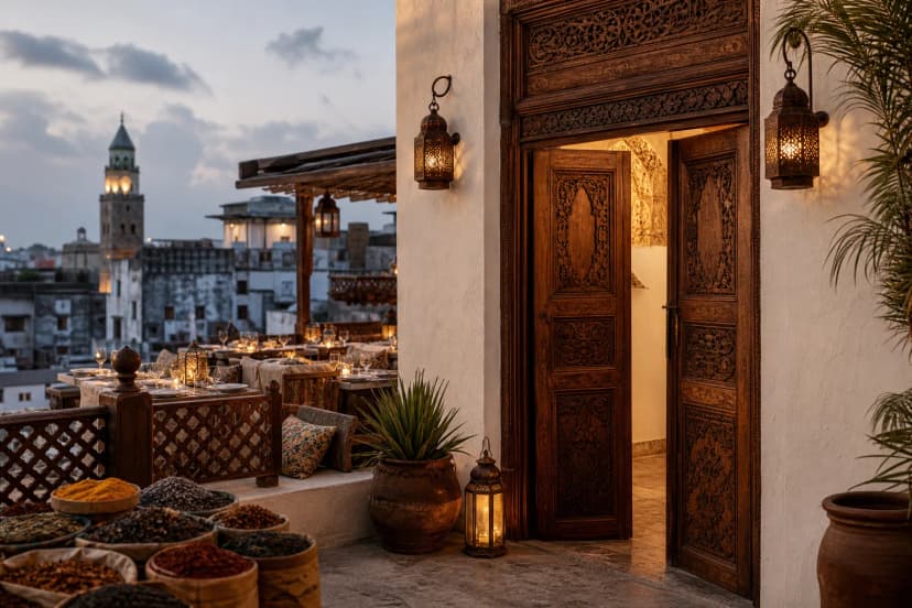 Emerson Spice Hotel — boutique hotel in Stone Town with historic Swahili-Arab architecture, carved doors and heritage luxury atmosphere