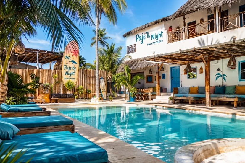 Paje by Night Backpackers — stylish budget stay in Paje with boho courtyard, small pool and youthful kitesurf atmosphere