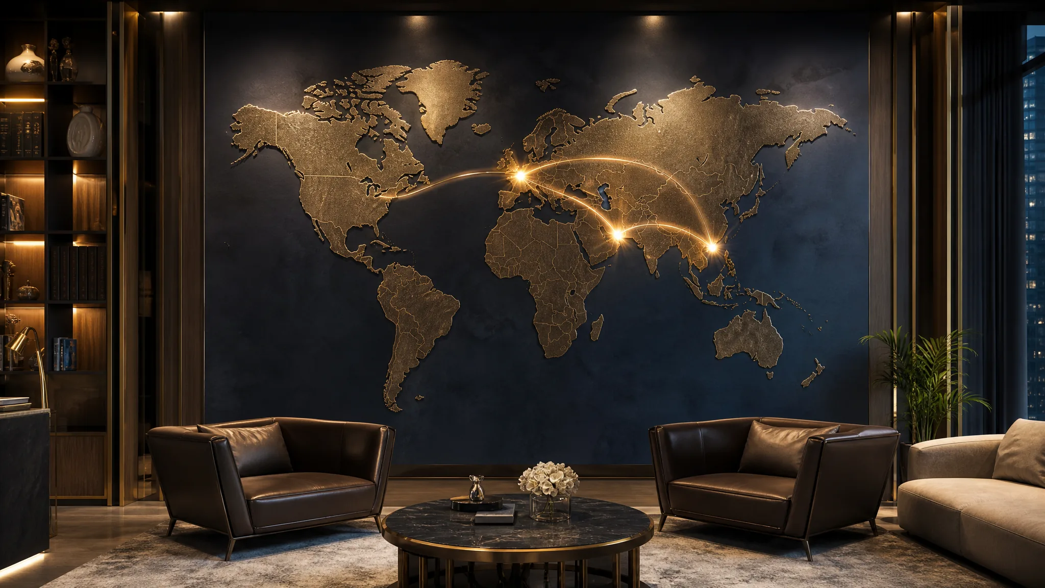 Sales.Travel global presence — international offices, a world map and the premium atmosphere of a global service