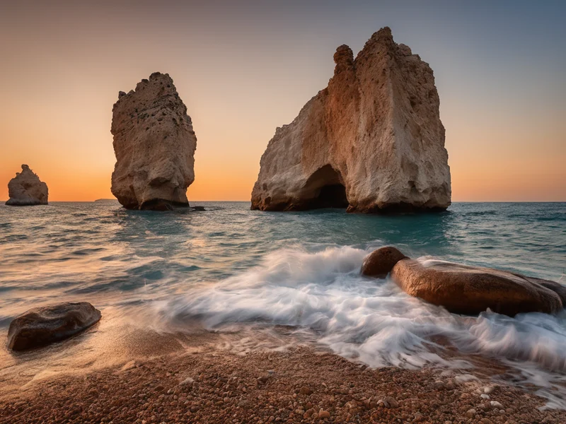 Aphrodite's Rock — Petra tou Romiou rock in the Mediterranean Sea by the Cyprus coast road