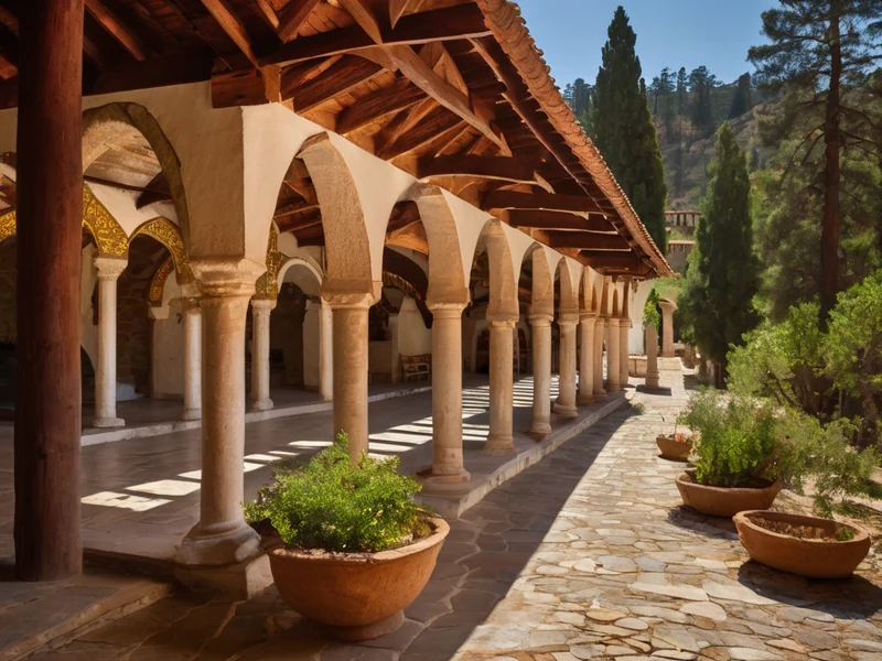Kykkos Monastery — golden iconostases and mosaic courtyards from the 11th century in the Troodos mountains