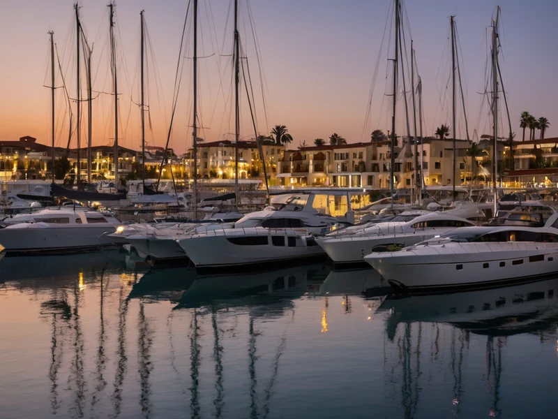 Limassol Marina — yachts, waterside restaurants and evening lights of Cyprus's main city waterfront