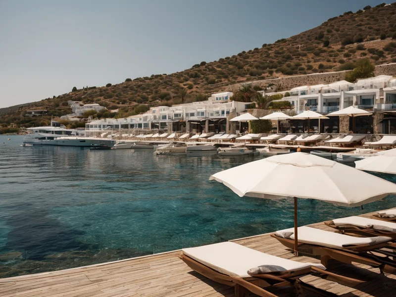 Bodrum — azure Aegean Sea and white houses on peninsula hills